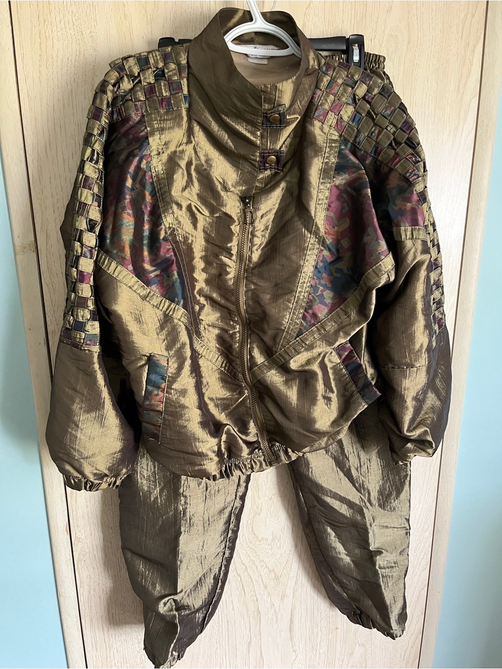 Vintage GREAT CAVALIER by ST PAUL 2 Piece Bronze Woven Ski Tracksuit Metallic